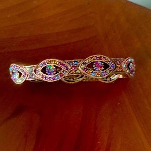1928 copper stretch bracelet with colorful rhinestones